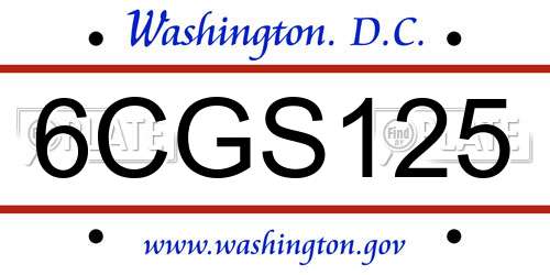 6CGS125 District Of Columbia License Plate