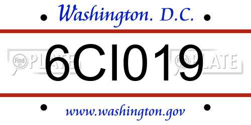 6CI019 District Of Columbia License Plate