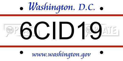 6CID19 District Of Columbia License Plate