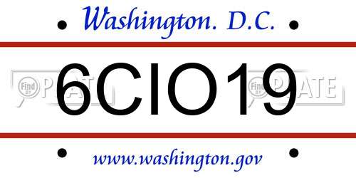 6CIO19 District Of Columbia License Plate