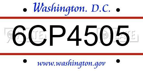6CP4505 District Of Columbia License Plate