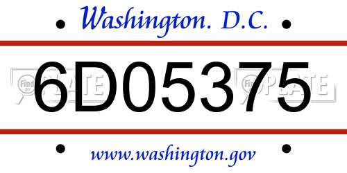 6D05375 District Of Columbia License Plate