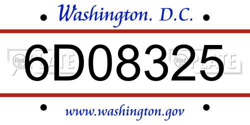 6D08325 District Of Columbia License Plate