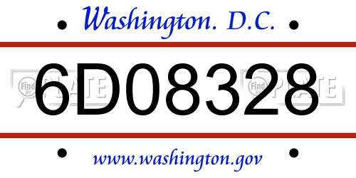 6D08328 District Of Columbia License Plate