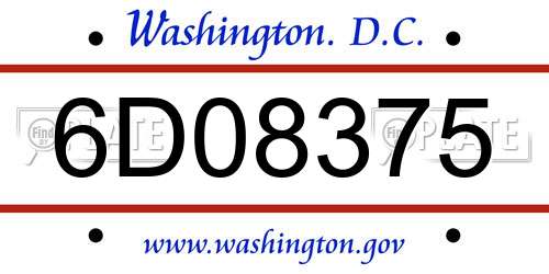 6D08375 District Of Columbia License Plate
