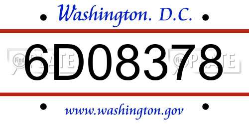6D08378 District Of Columbia License Plate