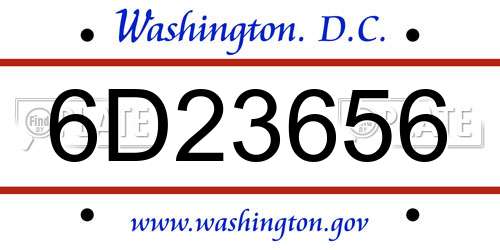 6D23656 District Of Columbia License Plate