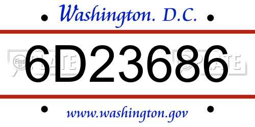 6D23686 District Of Columbia License Plate