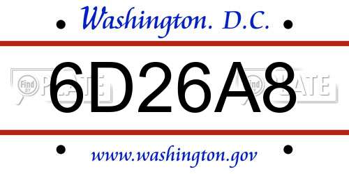 6D26A8 District Of Columbia License Plate