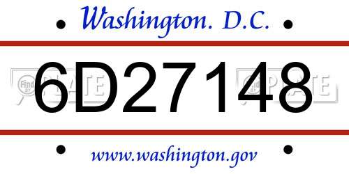 6D27148 District Of Columbia License Plate