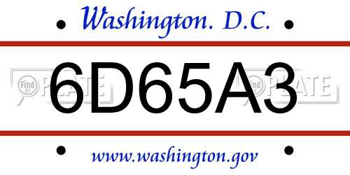 6D65A3 District Of Columbia License Plate