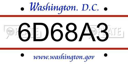 6D68A3 District Of Columbia License Plate