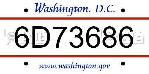 6D73686 District Of Columbia License Plate