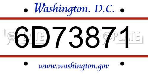 6D73871 District Of Columbia License Plate