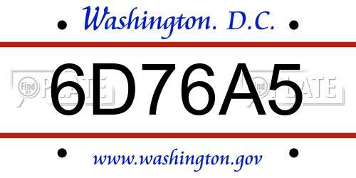 6D76A5 District Of Columbia License Plate
