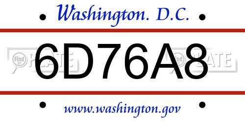 6D76A8 District Of Columbia License Plate