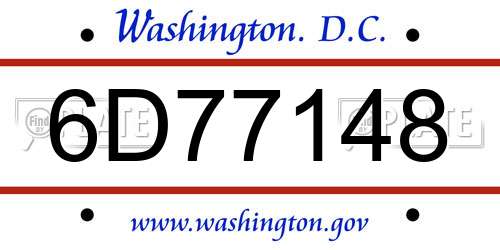 6D77148 District Of Columbia License Plate