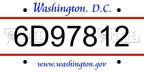 6D97812 District Of Columbia License Plate