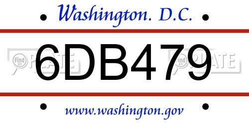 6DB479 District Of Columbia License Plate