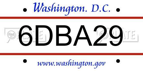 6DBA29 District Of Columbia License Plate