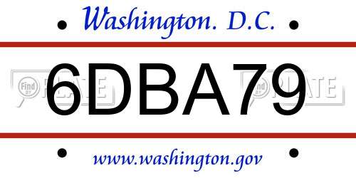 6DBA79 District Of Columbia License Plate