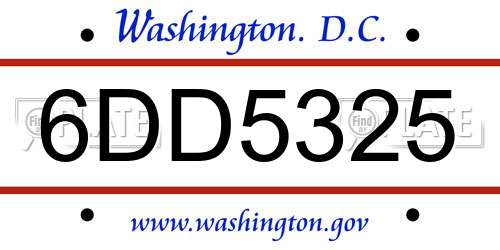 6DD5325 District Of Columbia License Plate