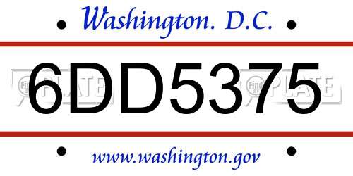 6DD5375 District Of Columbia License Plate