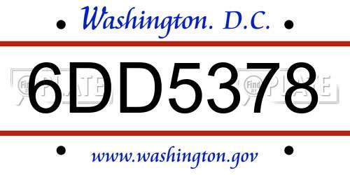 6DD5378 District Of Columbia License Plate
