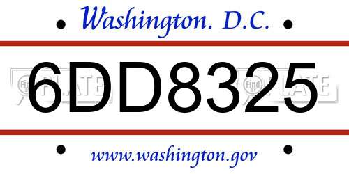 6DD8325 District Of Columbia License Plate