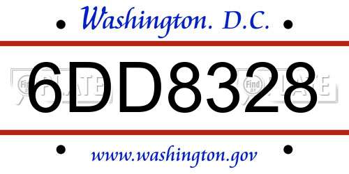 6DD8328 District Of Columbia License Plate