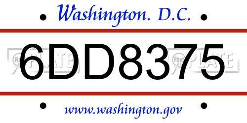 6DD8375 District Of Columbia License Plate