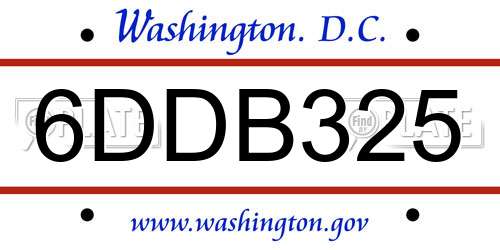 6DDB325 District Of Columbia License Plate