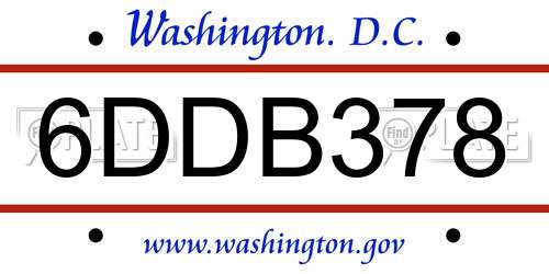 6DDB378 District Of Columbia License Plate