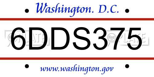 6DDS375 District Of Columbia License Plate