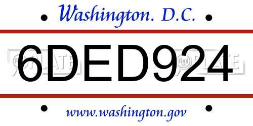 6DED924 District Of Columbia License Plate