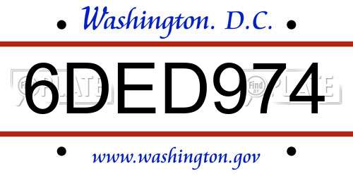 6DED974 District Of Columbia License Plate
