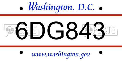 6DG843 District Of Columbia License Plate