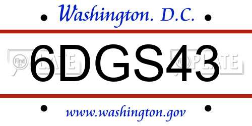 6DGS43 District Of Columbia License Plate