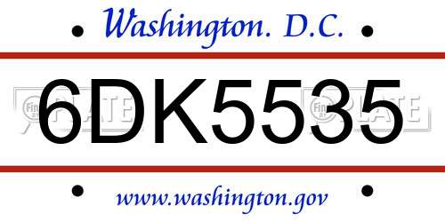 6DK5535 District Of Columbia License Plate