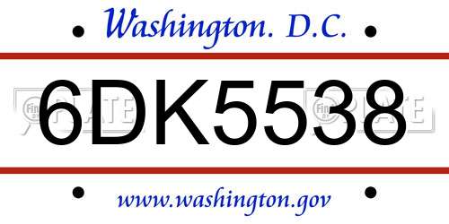 6DK5538 District Of Columbia License Plate