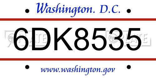 6DK8535 District Of Columbia License Plate