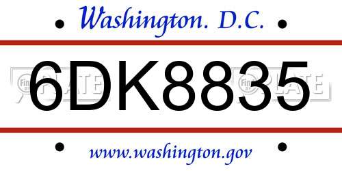 6DK8835 District Of Columbia License Plate