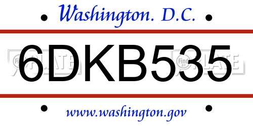 6DKB535 District Of Columbia License Plate