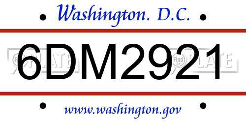 6DM2921 District Of Columbia License Plate