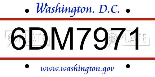 6DM7971 District Of Columbia License Plate