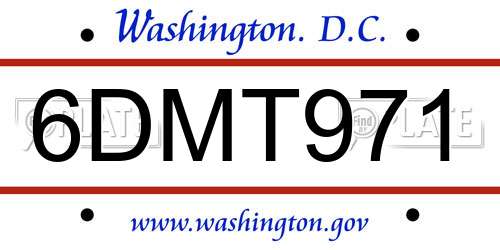 6DMT971 District Of Columbia License Plate