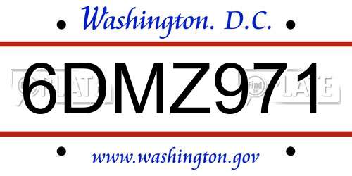 6DMZ971 District Of Columbia License Plate