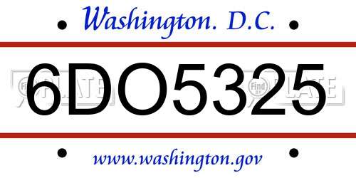 6DO5325 District Of Columbia License Plate