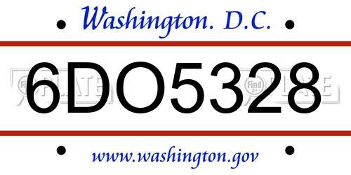 6DO5328 District Of Columbia License Plate