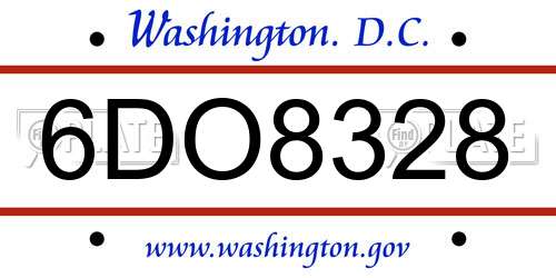 6DO8328 District Of Columbia License Plate